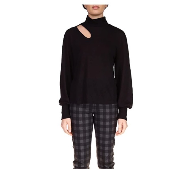Sanctuary Women's Cutout Mock Neck Top Black, pullover sweater XS size 2 - Picture 2 of 8